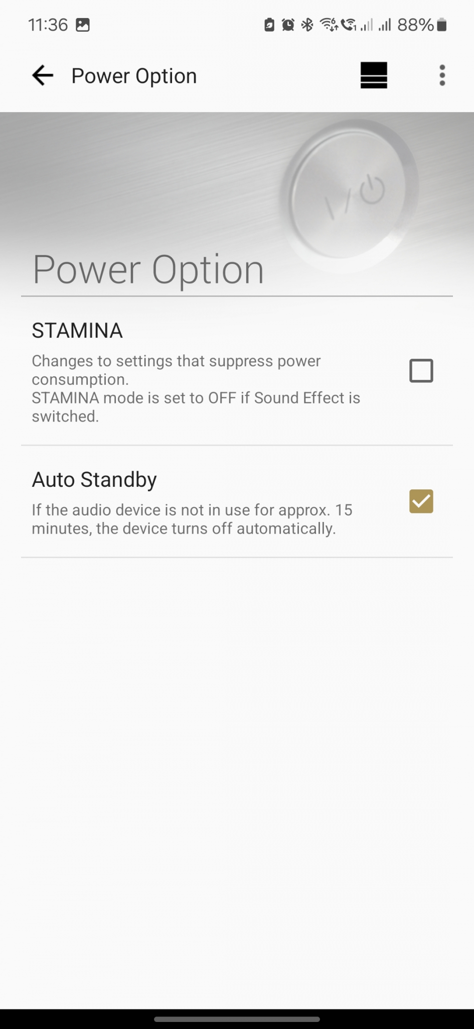 Sony ULT FIELD 1 App Power Option