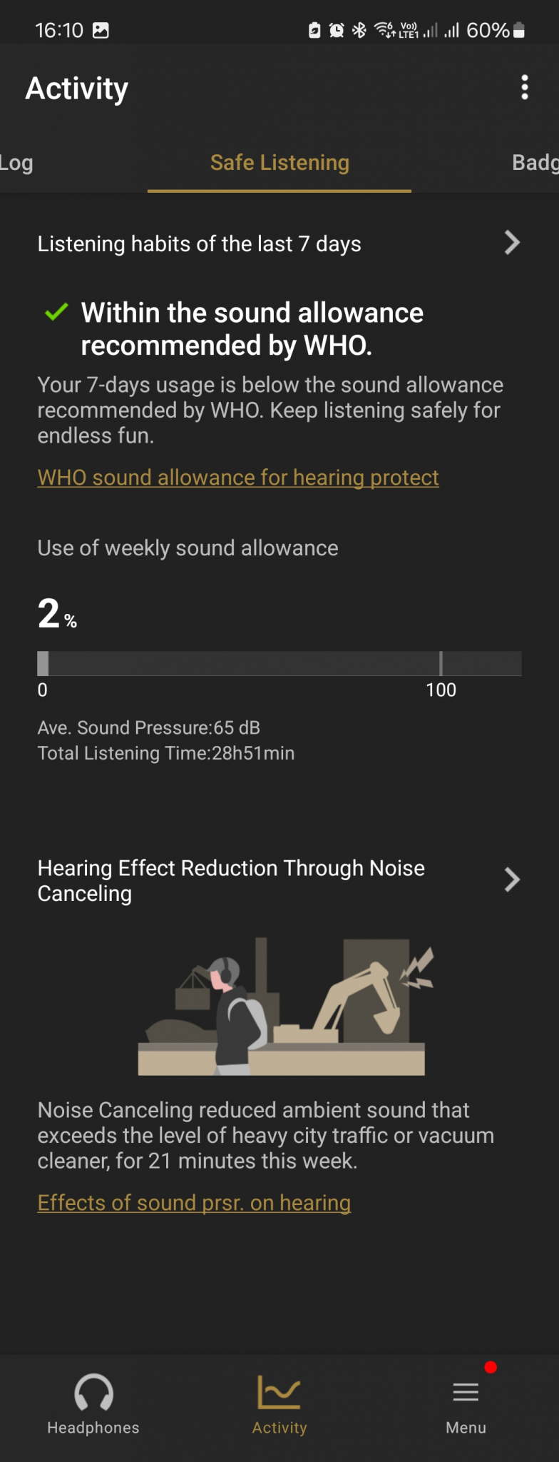 Sony ULT WEAR App Safe Listening