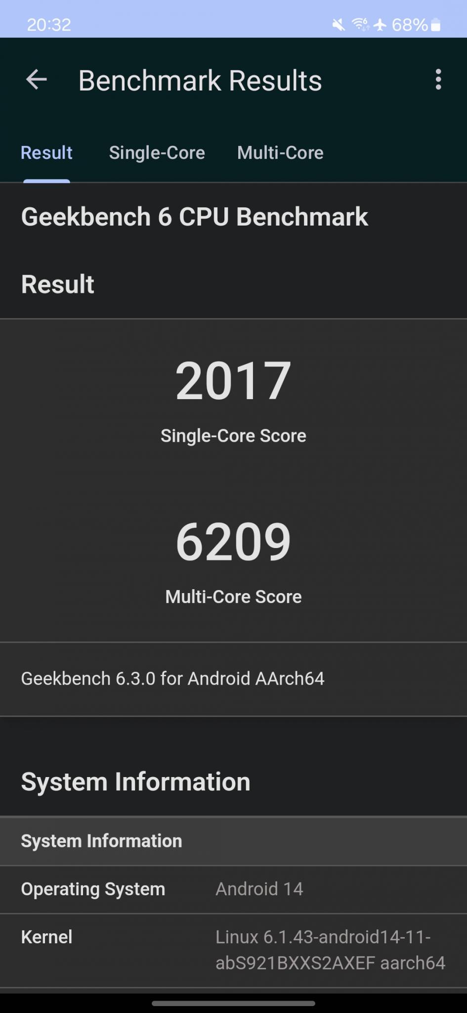 Samsung Galaxy S24 Geekbench 6 CPU Score