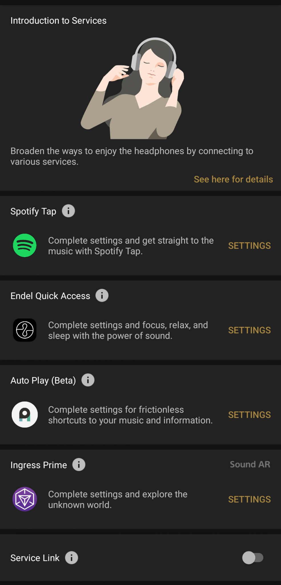 Sony LinkBuds S App Services