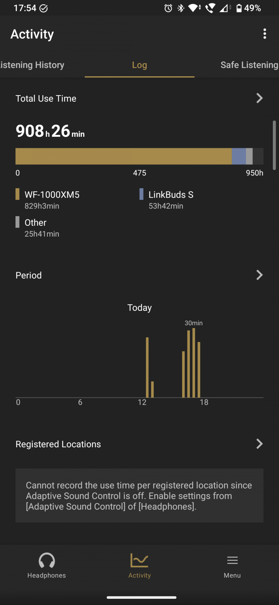 Sony WF C510 App Log